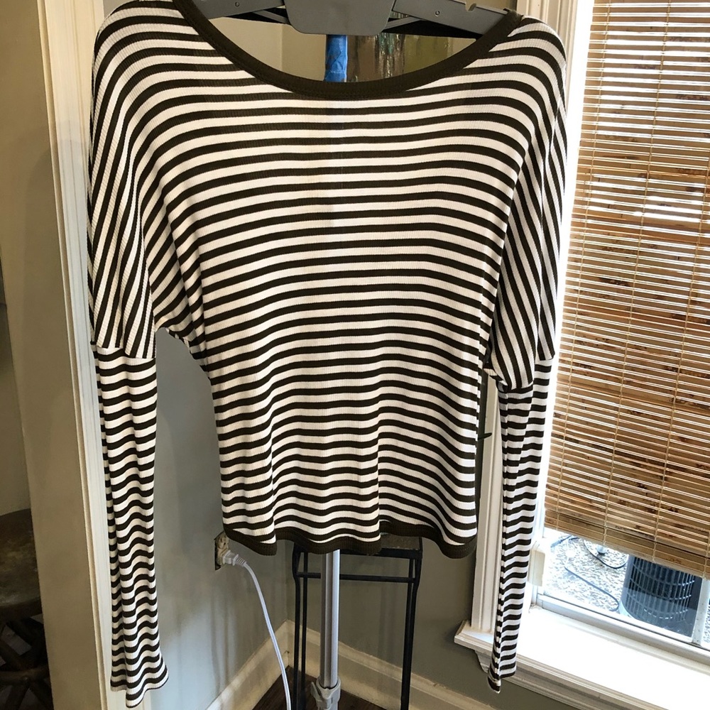 Striped top with back knot closure